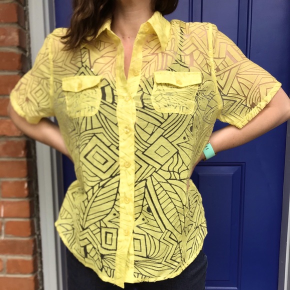 Vintage Tops - Vintage Alfred Dunner yellow print top